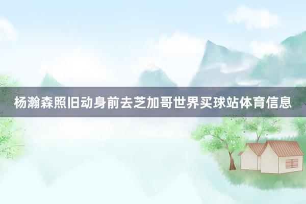 杨瀚森照旧动身前去芝加哥世界买球站体育信息
