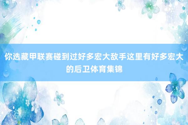 你选藏甲联赛碰到过好多宏大敌手这里有好多宏大的后卫体育集锦