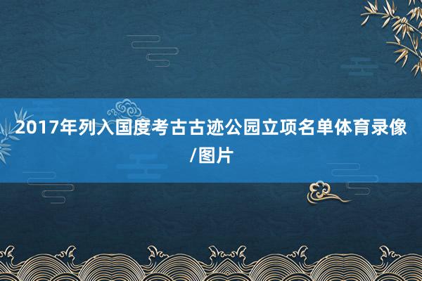 2017年列入国度考古古迹公园立项名单体育录像/图片