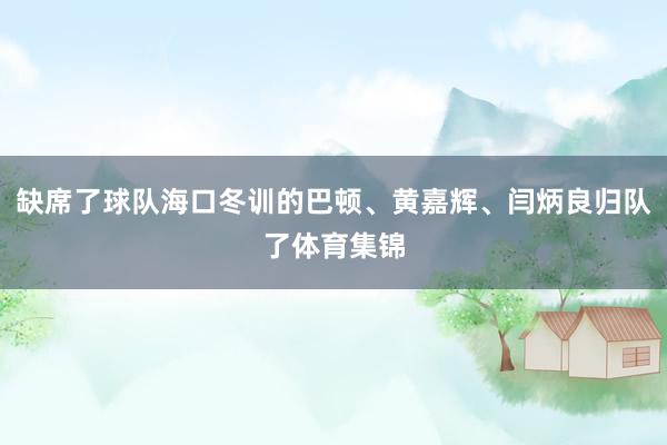缺席了球队海口冬训的巴顿、黄嘉辉、闫炳良归队了体育集锦