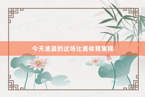 今天凌晨的这场比赛体育集锦