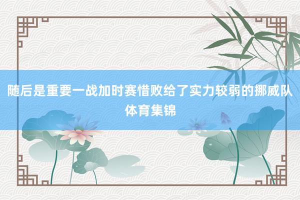 随后是重要一战加时赛惜败给了实力较弱的挪威队体育集锦
