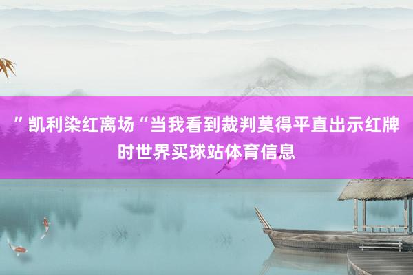 ”凯利染红离场“当我看到裁判莫得平直出示红牌时世界买球站体育信息