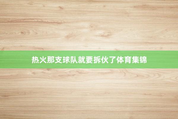 热火那支球队就要拆伙了体育集锦